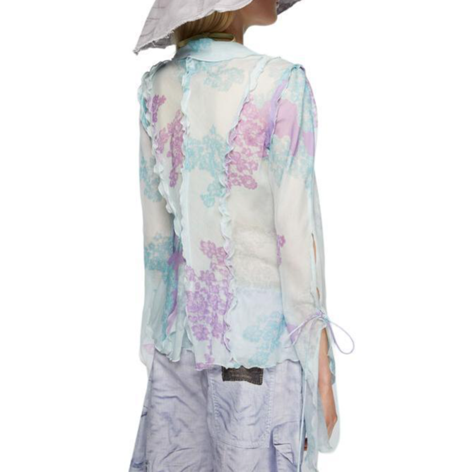 Purchase (W) Acne Studios FW24 藍紫色絲質印花長袖襯衫 AC0692-DJ1