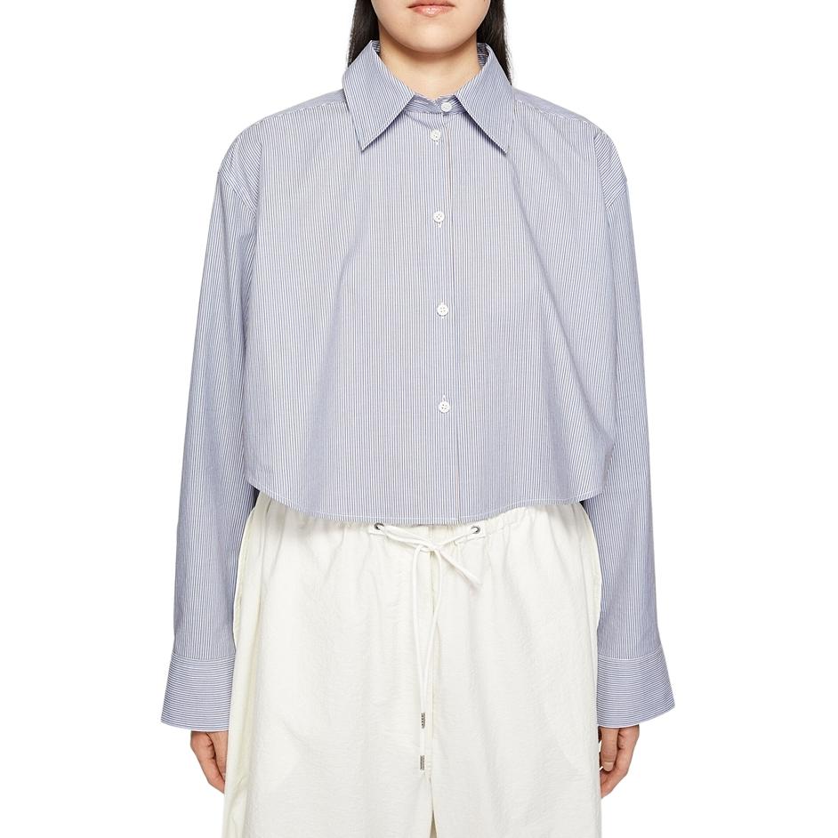 Shop (W) Acne Studios FW24 輕便條紋長袖短版襯衫 淺藍色 AC0689-DOP