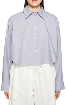 (W) Acne Studios FW24 Kemeja Lengan Panjang Crop Ringan Stripes Biru Muda AC0689-DOP Shop (W) Acne Studios FW24 Kemeja Lengan Panjang Crop Ringan Stripes Biru Muda AC0689-DOP