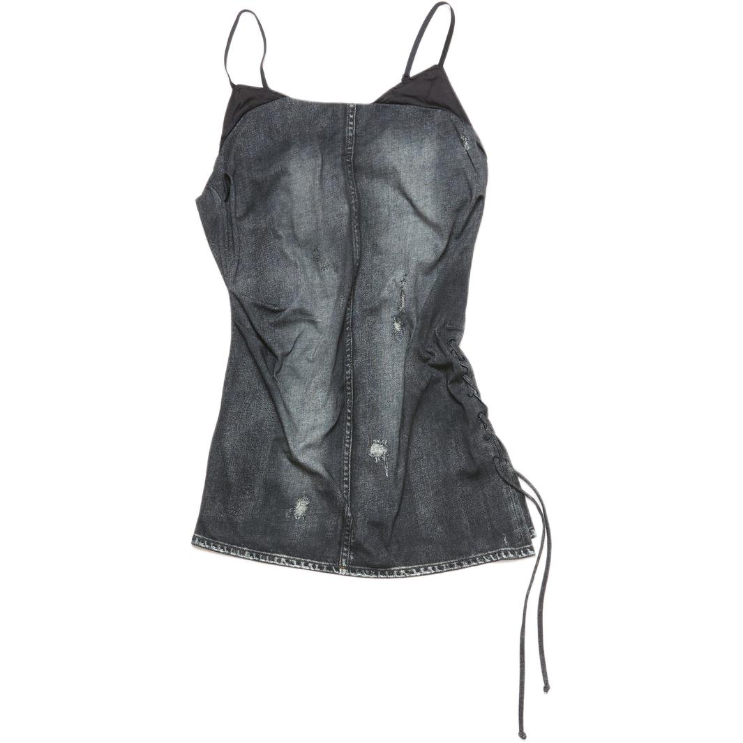 (Women) Acne Studios FW24  Tie-Dye Distressed Layered Tank Top Vintage Black AL0433-CHF