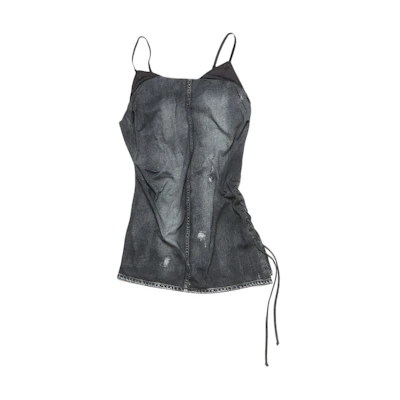 (Women) Acne Studios FW24 Tie-Dye Distressed Layered Tank Top Vintage Black AL0433-CHF
