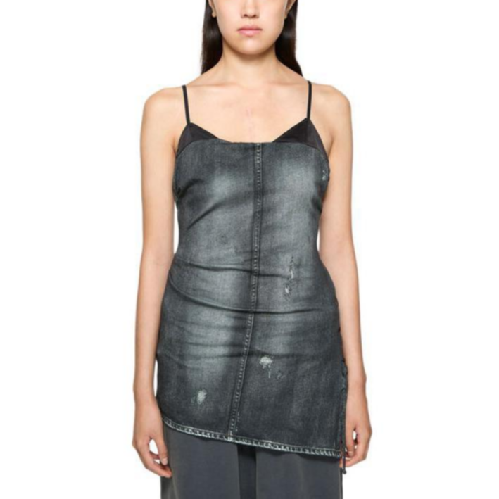 Lookbook (W) Acne Studios FW24 Tank Top Hitam Vintage Tie-Dye Distressed Layered. AL0433-CHF