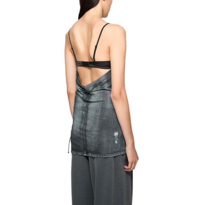 Shop (W) Acne Studios FW24 Tank Top Hitam Vintage Tie-Dye Distressed Layered. AL0433-CHF