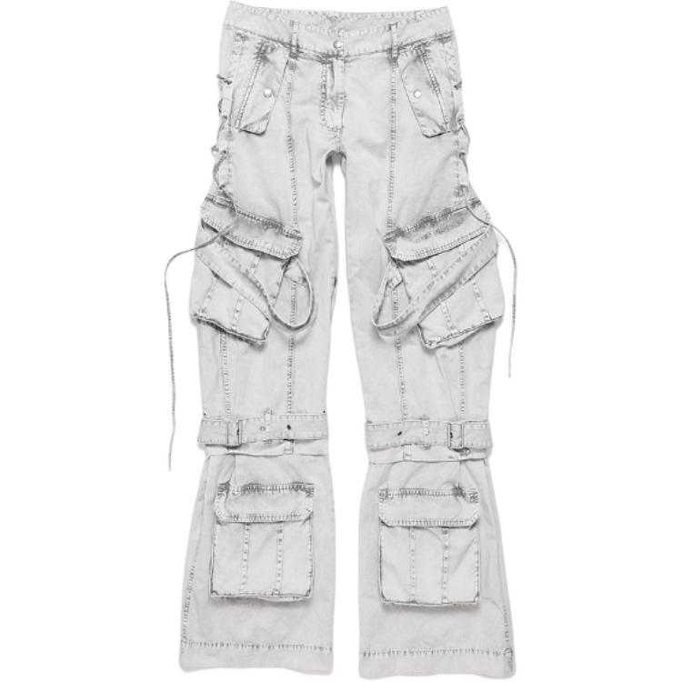 (Women) Acne Studios FW24  Vintage Multi-Pocket Cargo Pants Dusty White AK0855-DC6