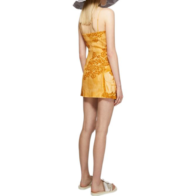Shop (W) Acne Studios FW24 Vestido Slip Vintage Naranja Desgastado Estilo Minimalista. A20702-CO9