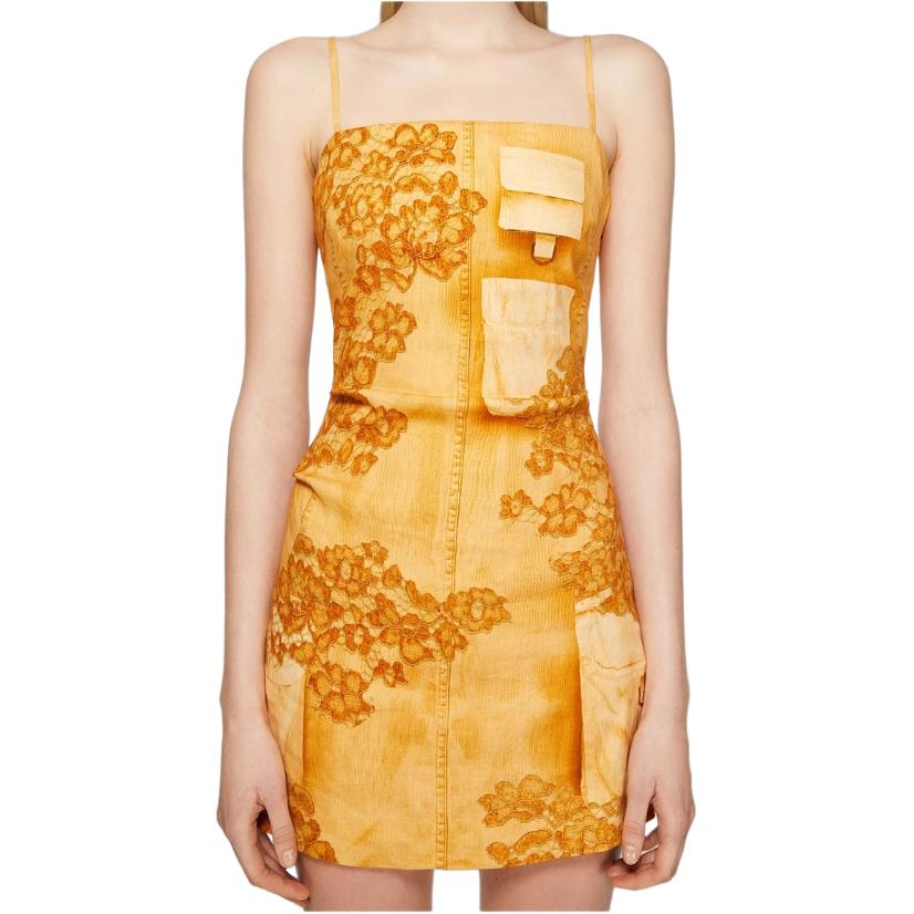 Details for (W) Acne Studios FW24 Vestido Slip Vintage Naranja Desgastado Estilo Minimalista. A20702-CO9