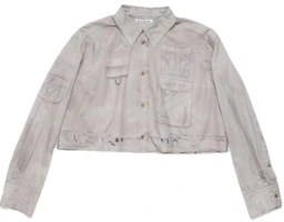 Order (W) Acne Studios FW24 仿舊字母短版長袖襯衫 女款 淺棕色 AC0688-ADV