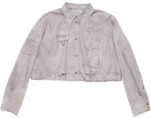 (Women) Acne Studios FW24 Distressed Letter Crop Long Sleeve Shirt Women Light Brown AC0688-ADV Order (Women) Acne Studios FW24 Distressed Letter Crop Long Sleeve Shirt Women Light Brown AC0688-ADV