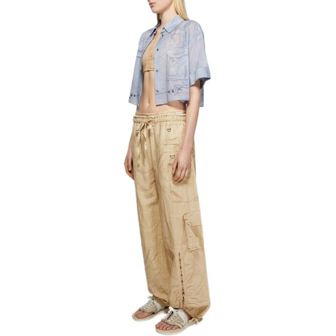 Shop (W) Acne Studios FW24 仿舊印花寬鬆剪裁燕麥米色長褲 女款 AK0822-AE6