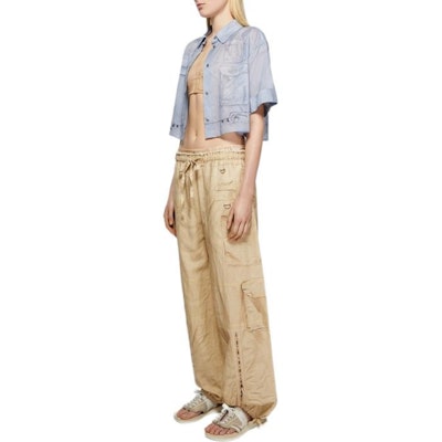 (W) Acne Studios FW24 仿舊印花寬鬆剪裁燕麥米色長褲 女款 AK0822-AE6 Shop (W) Acne Studios FW24 仿舊印花寬鬆剪裁燕麥米色長褲 女款 AK0822-AE6