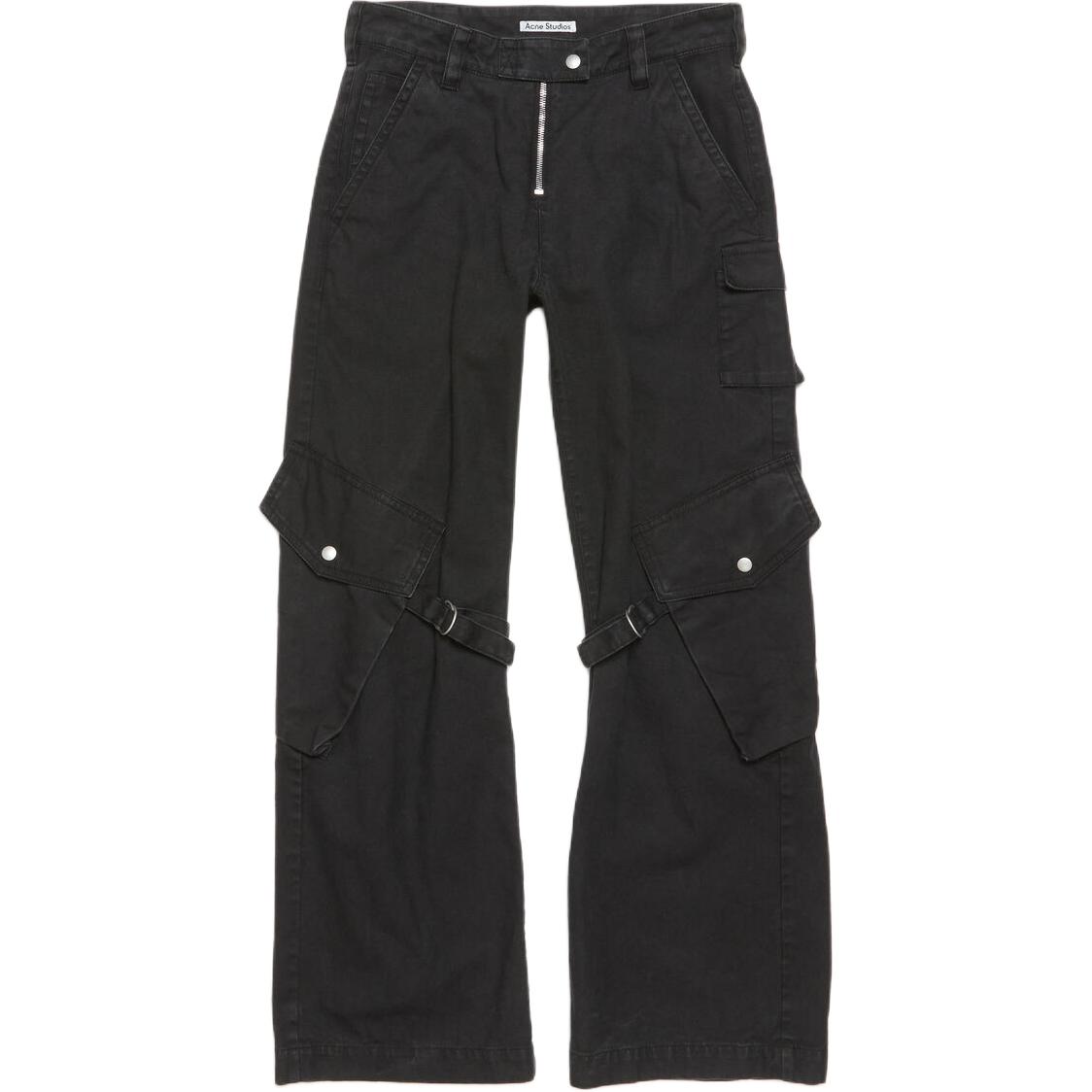 (Women) Acne Studios FW24 Mid-Rise Loose Straight-Leg Cargo Pants Women’s Charcoal Grey. AK0829-Z79