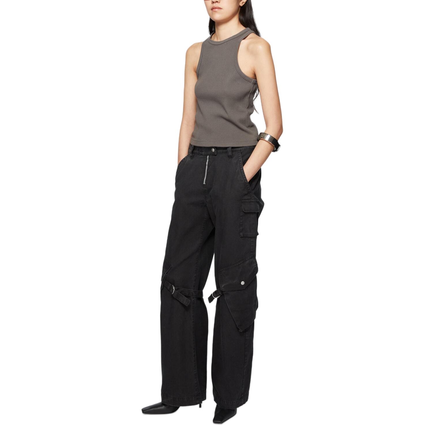 Purchase (W) Pantalones Cargo Rectos Acne Studios FW24 Mujer, Gris Carbón. AK0829-Z79