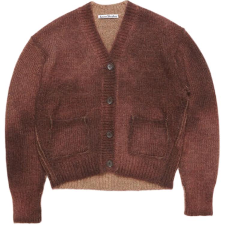 (Women) Acne Studios FW24 Oversized Spray Effect Rust Red Cardigan Sweater Women. A60534-CTB