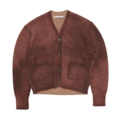 (Women) Acne Studios FW24 Oversized Spray Effect Rust Red Cardigan Sweater Women. A60534-CTB