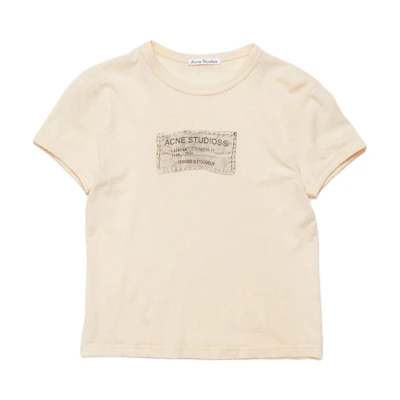 (Women) Acne Studios FW24 Soft Logo Print Casual Crewneck T-Shirt Women’s Light Orange. AL0417-CLI