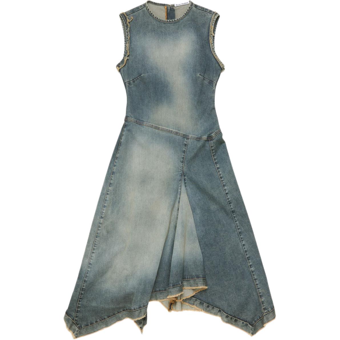(Women) Acne Studios FW24 Vintage Washed Sleeveless Draped Dress Women’s Blue A20767-863