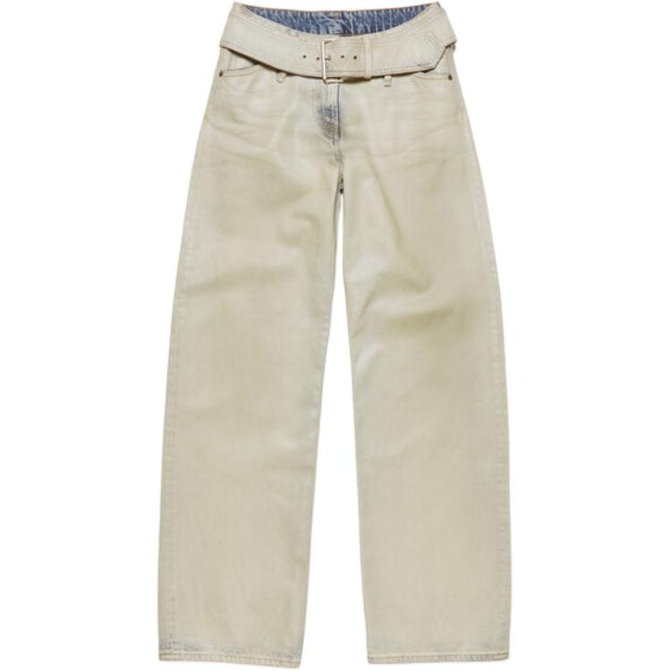 (Women) Acne Studios FW24 Women’s Loose Low-Waist Cotton Jeans Pearl Ivory White. AK0857-BV0