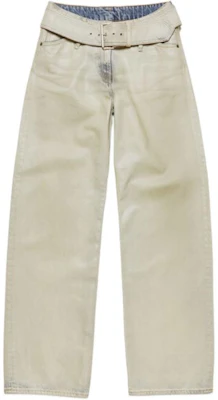 (W) Acne Studios FW24 Jeans Wanita Low-Waist Longgar Putih Gading Mutiara. AK0857-BV0 Order (W) Acne Studios FW24 Jeans Wanita Low-Waist Longgar Putih Gading Mutiara. AK0857-BV0