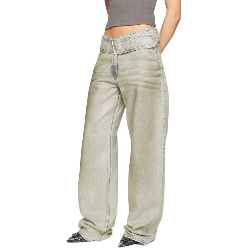 Lookbook (W) Acne Studios FW24 Jeans Wanita Low-Waist Longgar Putih Gading Mutiara. AK0857-BV0