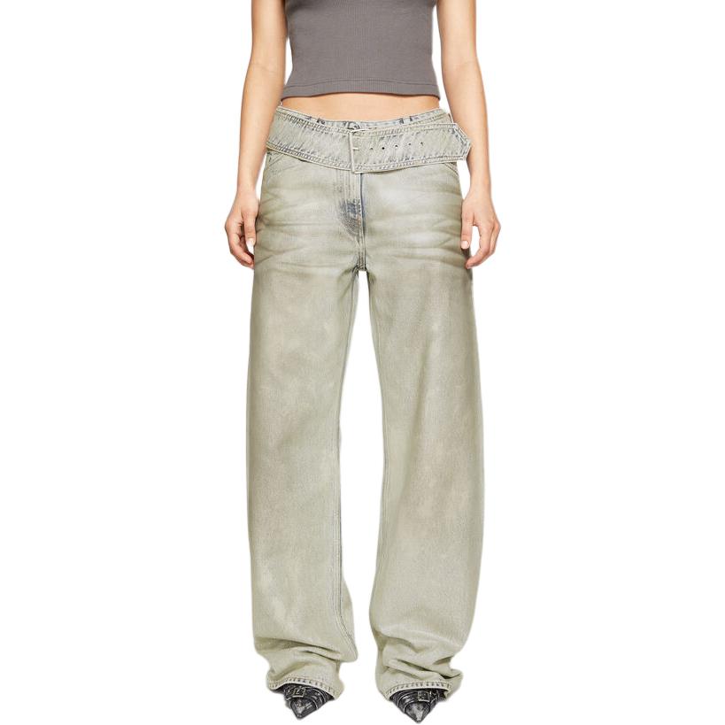 Shop (W) Acne Studios FW24 Jeans Wanita Low-Waist Longgar Putih Gading Mutiara. AK0857-BV0