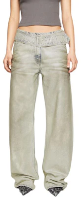 (W) Acne Studios FW24 Jeans Wanita Low-Waist Longgar Putih Gading Mutiara. AK0857-BV0 Shop (W) Acne Studios FW24 Jeans Wanita Low-Waist Longgar Putih Gading Mutiara. AK0857-BV0