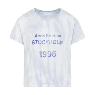 (Women) Acne Studios Gradient Logo Print Crewneck T-Shirt Blue FW22 . AL0285-AAV