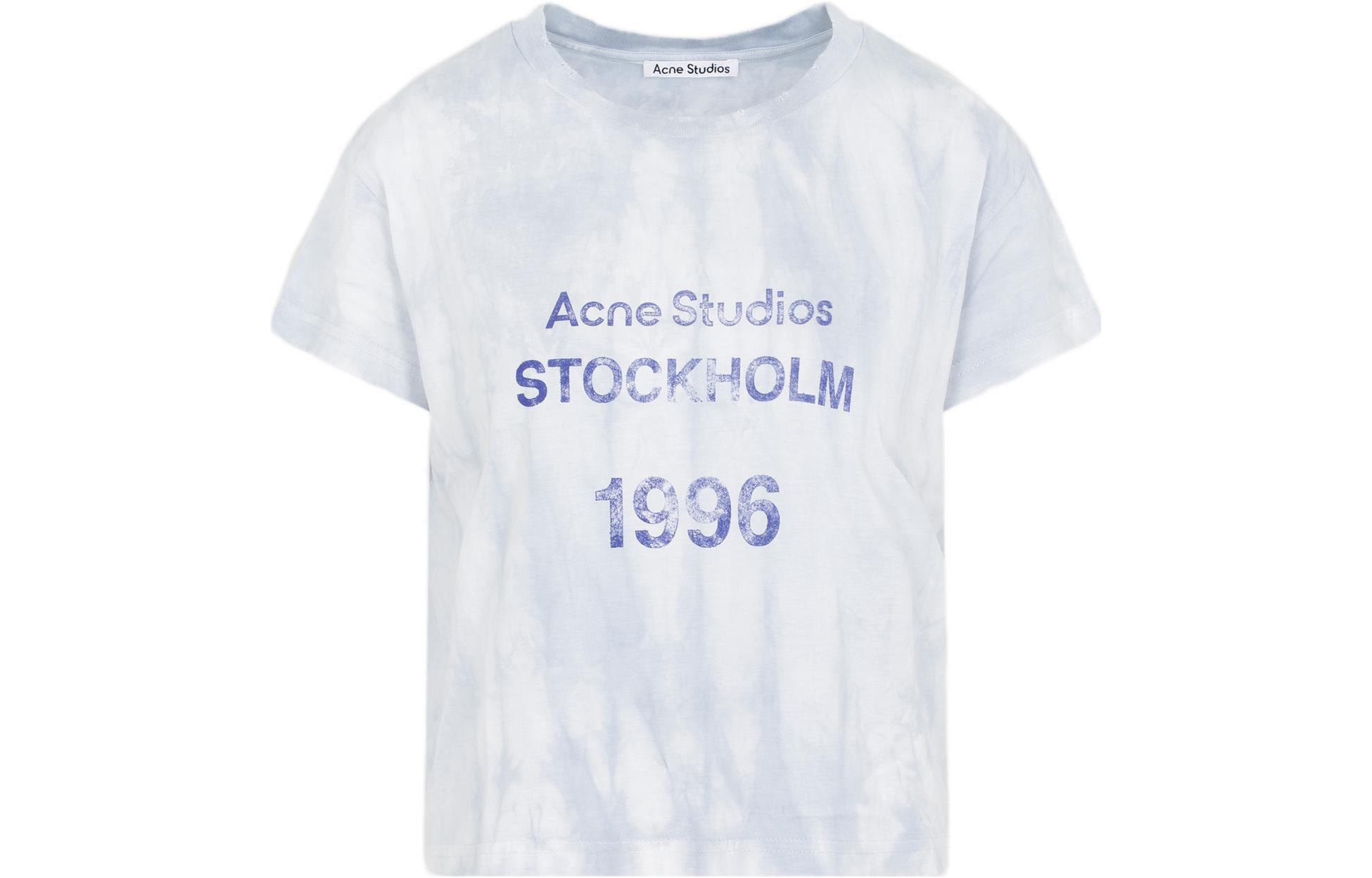 Order (W) Acne Studios Baju-T Logo Gradient Crewneck Biru FW22. AL0285-AAV