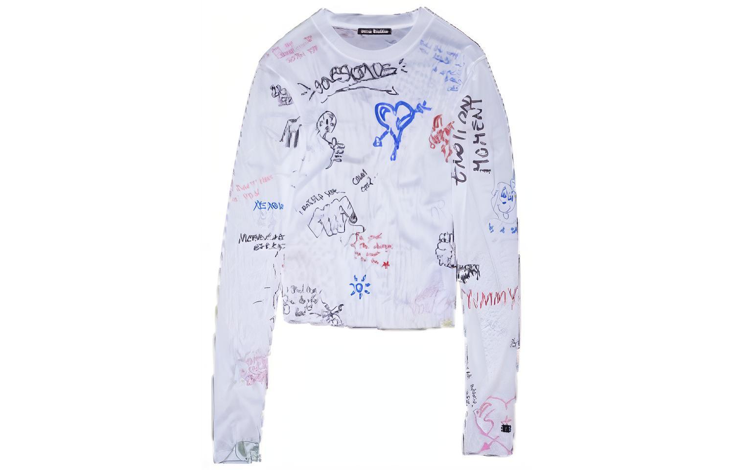 (Women) Acne Studios Graphic Print Long Sleeve T-Shirt White CL0217-BHO