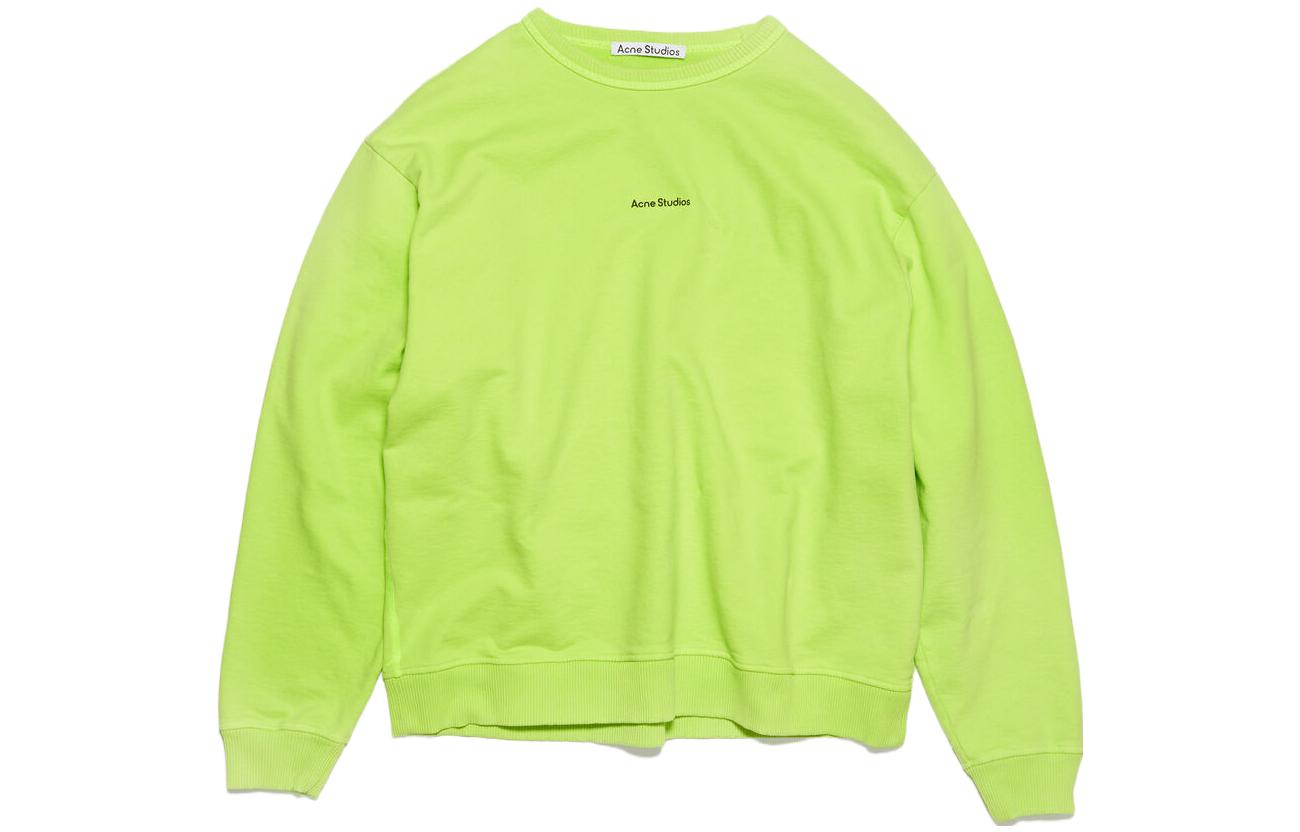 (Women) Acne Studios Green Crewneck Pullover Sweatshirt with Logo Print AI0067-BV2