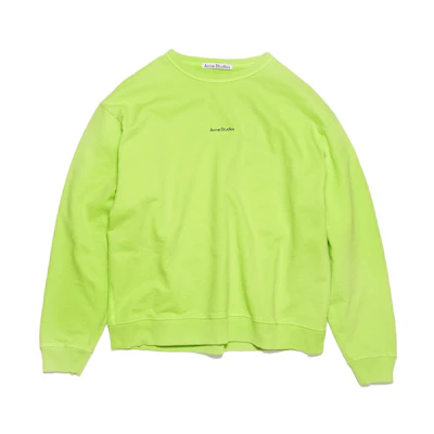 (Women) Acne Studios Green Crewneck Pullover Sweatshirt with Logo Print AI0067-BV2