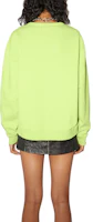 Shop (Women) Acne Studios Green Crewneck Pullover Sweatshirt with Logo Print AI0067-BV2