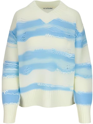 (Women) Acne Studios Irregular Textured V-Neck Pullover Sweater White A60242-AMC Buy (Women) Acne Studios Irregular Textured V-Neck Pullover Sweater White A60242-AMC