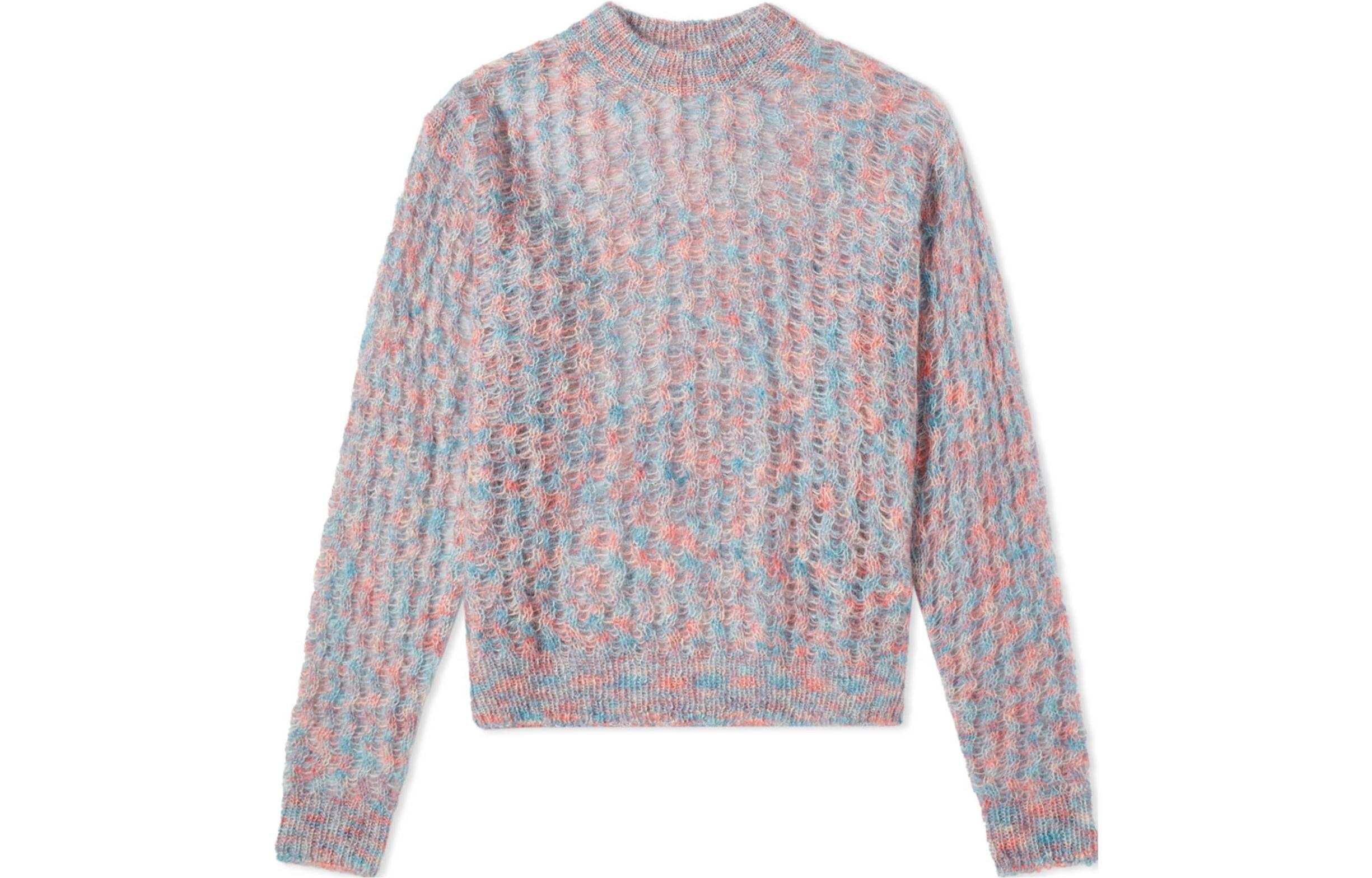 (Women) Acne Studios Knitted Ribbed Crewneck Sweater Multicolor A60256-PINK/BLUE