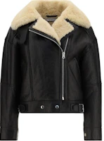 (Women) Acne Studios Lambskin Leather Collar Jacket Black A70087-AIP (Women) Acne Studios Lambskin Leather Collar Jacket Black A70087-AIP