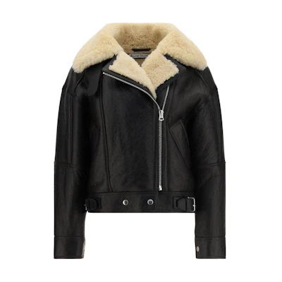(Women) Acne Studios Lambskin Leather Collar Jacket Black A70087-AIP