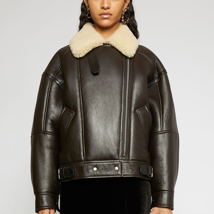 (Women) Acne Studios Lambskin Leather Collar Jacket Black A70087-AIP 圖 3