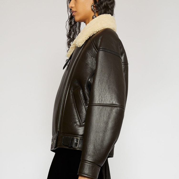 (Women) Acne Studios Lambskin Leather Collar Jacket Black A70087-AIP 圖 5