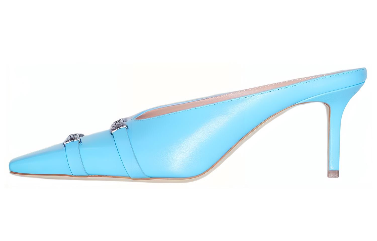 (W) Acne Studios Leather Bow Square Toe Sandal 'Blue'