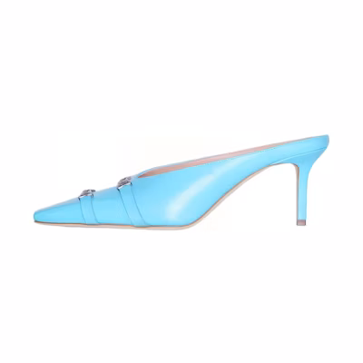 (W) Acne Studios Leather Bow Square Toe Sandal 'Blue'
