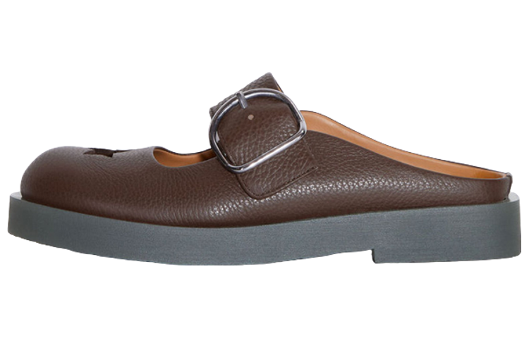 (W) Acne Studios Leather Flat Buckle Slide 'Brown'