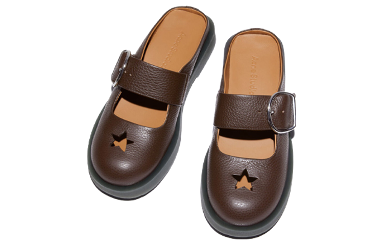 (W) Acne Studios Leather Flat Buckle Slide 'Brown' 圖 2