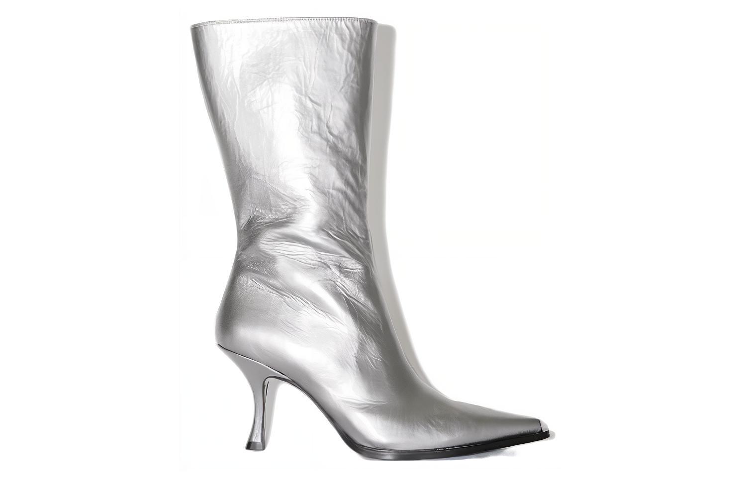 (W) Acne Studios Leather High-Top Boots 'Elegant Fashion Silver' 圖 2