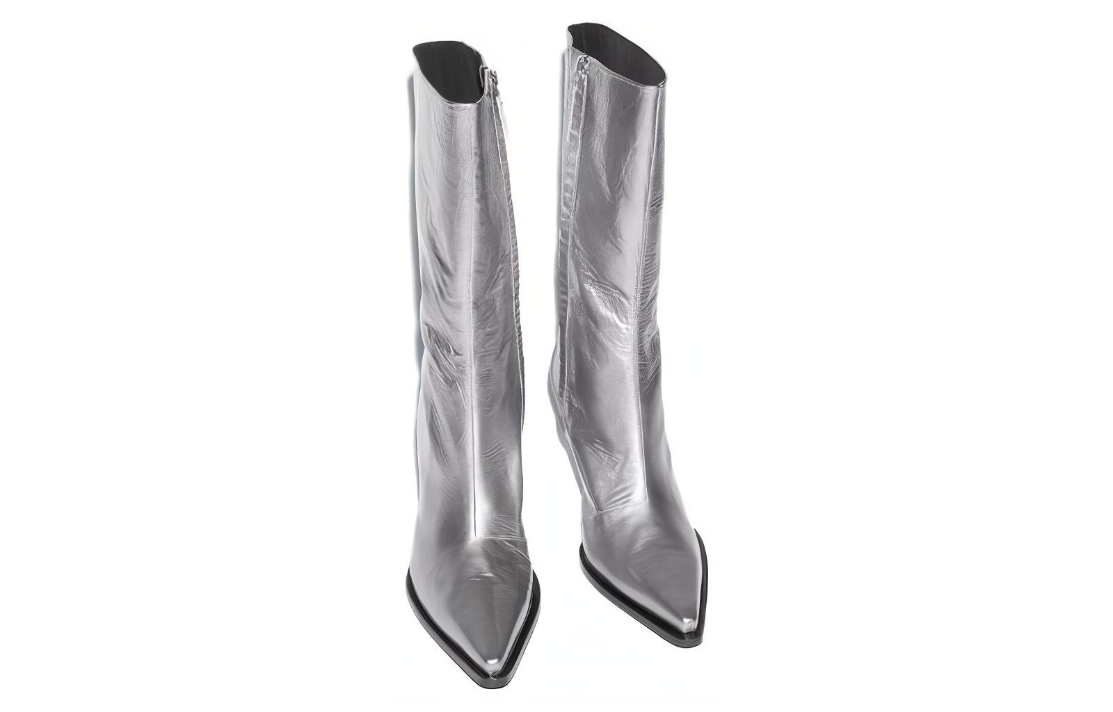 (W) Acne Studios Leather High-Top Boots 'Elegant Fashion Silver' 圖 3