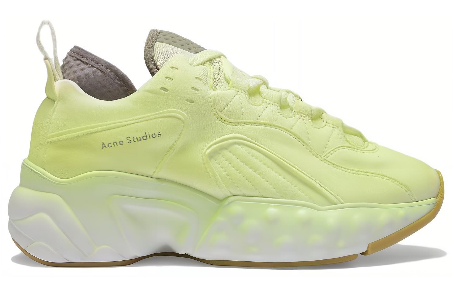 (W) Acne Studios Leather Low-Top Sneakers 'Fluorescent Yellow' 圖 2