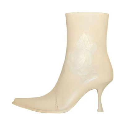 (W) Acne Studios Leather Pointed Toe Slip-On Ankle Boot 'Cream Beige'