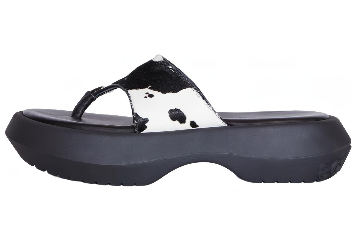 Buy (W) Acne Studios Sandalias de Cuero Abiertas Estampadas 'Negro Blanco' AD0504-AL4
