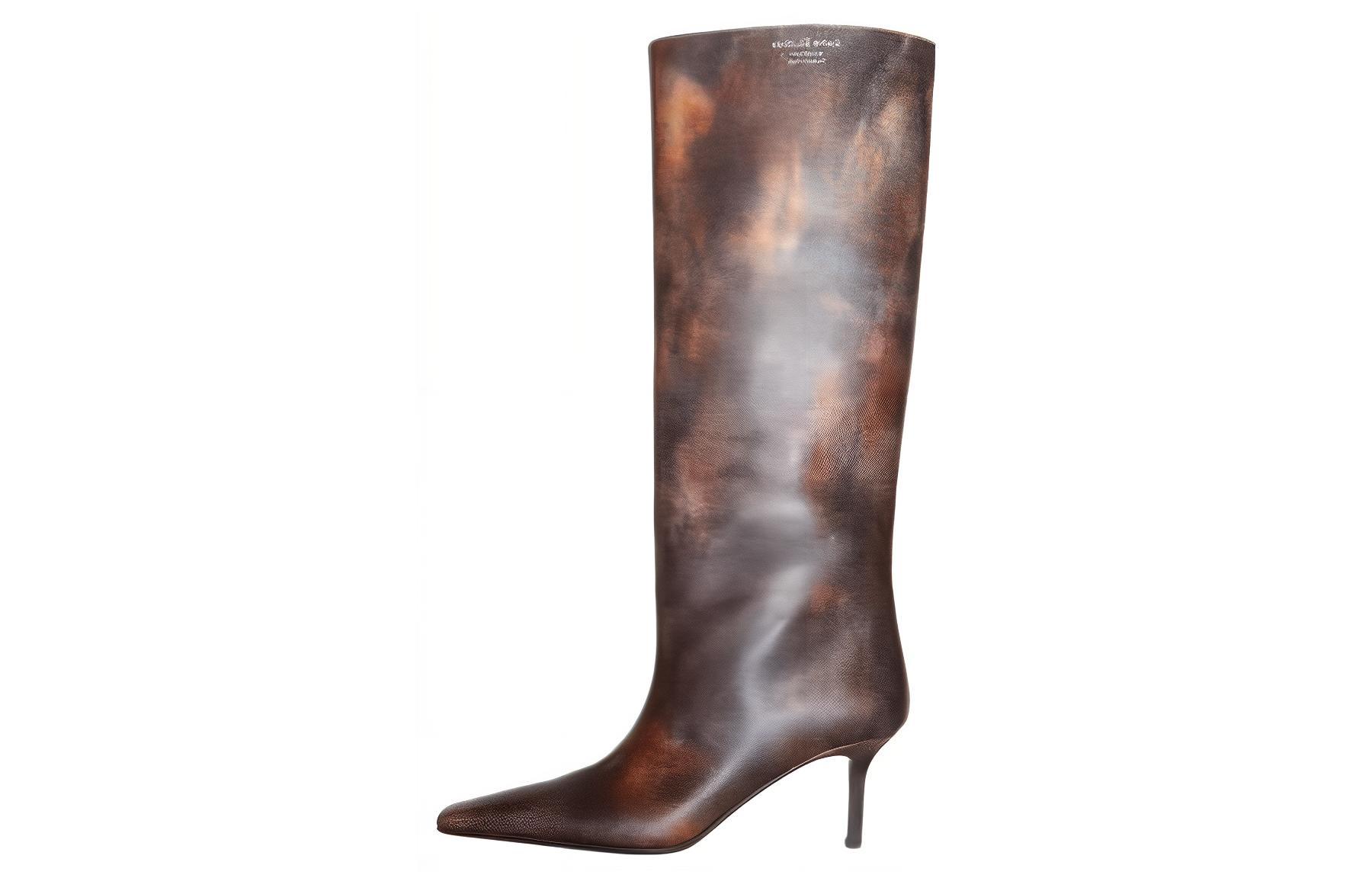 (Women) Acne Studios Leather Simple High-Heel Tall Boots 'Brown' AD0649-BPH