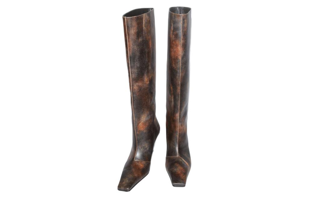 (W) Acne Studios Leather Simple High-Heel Tall Boots 'Brown' 圖 3