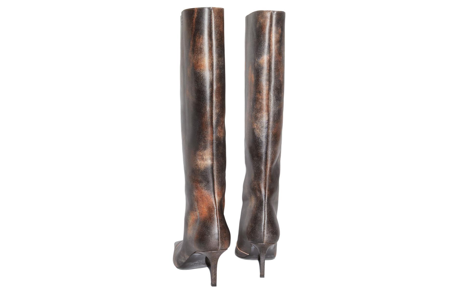 (W) Acne Studios Leather Simple High-Heel Tall Boots 'Brown' 圖 4