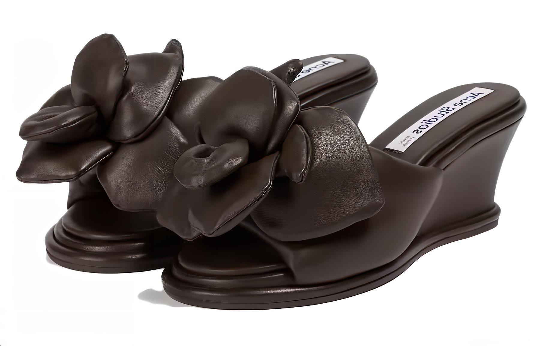 (W) Acne Studios Leather Slip-On Round Toe Slide 'Black' 圖 3